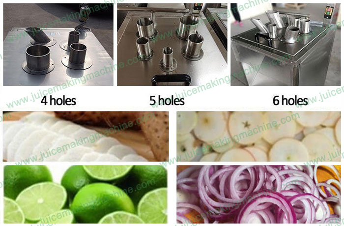 Different feeding holes of banana chips slicer
