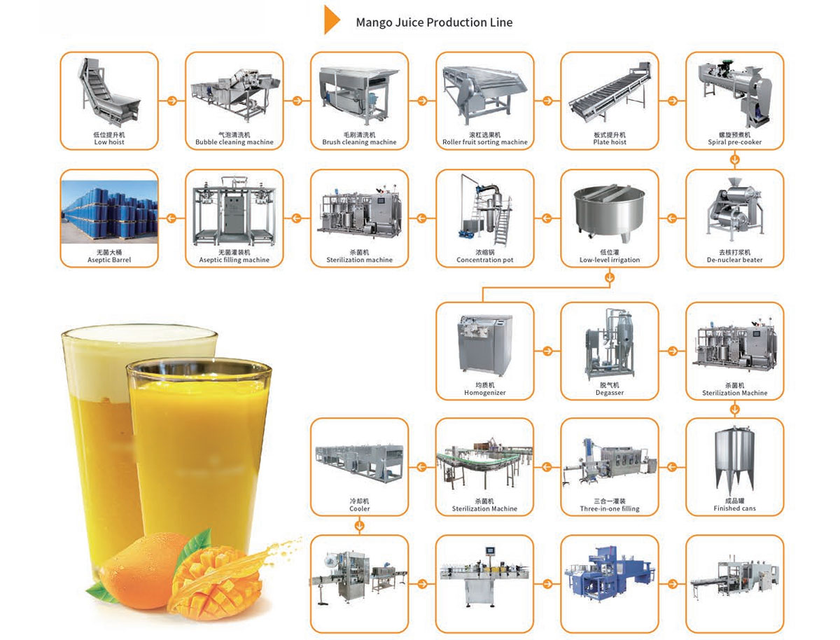 mango juice processing line work flow